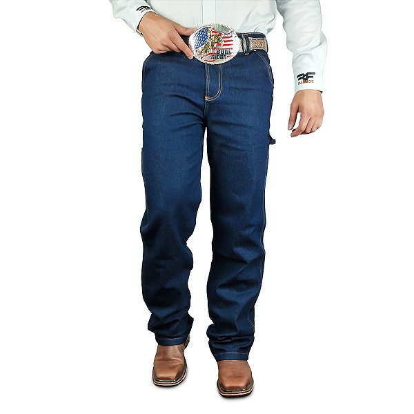 Calça Jeans De Trabalho Masculina Carpinteira Reforçada Boiadeiro