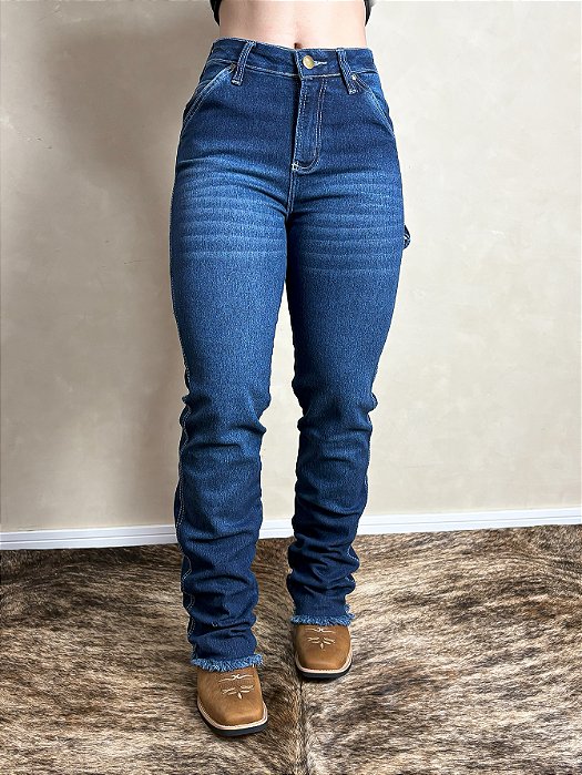 Calça Jeans Country Feminina Flare Vaquejada Lycra Os Boiadeiros