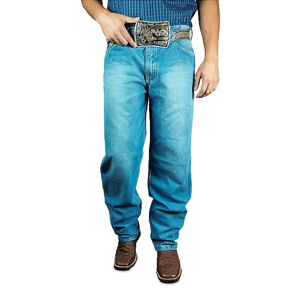 Calça Jeans 100% Algodão Country Bordada Reforçada Texas Road