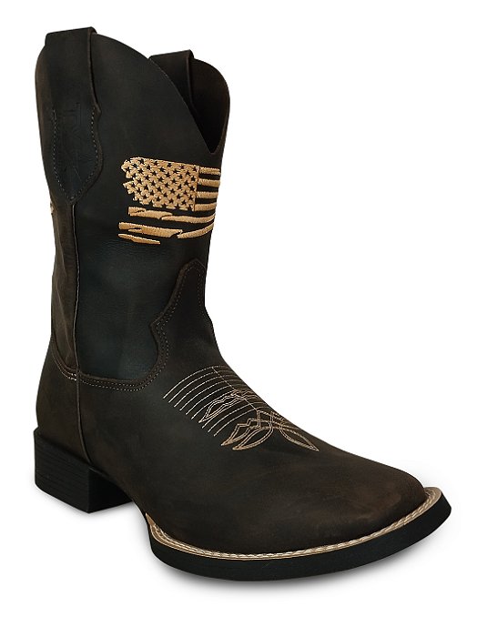 Bota Texana Masculina Couro Cano Longo Rodeio Country Agro