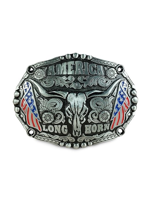 Fivela Estilo Country Long Horn Metal Cavalo Cavalgada Top
