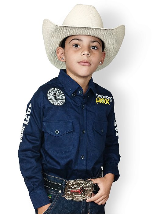Camisão Country Infantil Manga Comprida Algodão Cowboy 120x