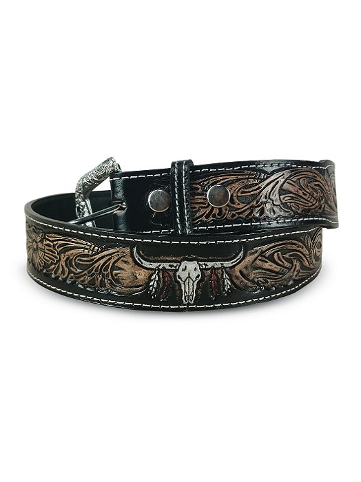 Cinto Country Rodeio Americado Preto Marrom Agro Long Horn