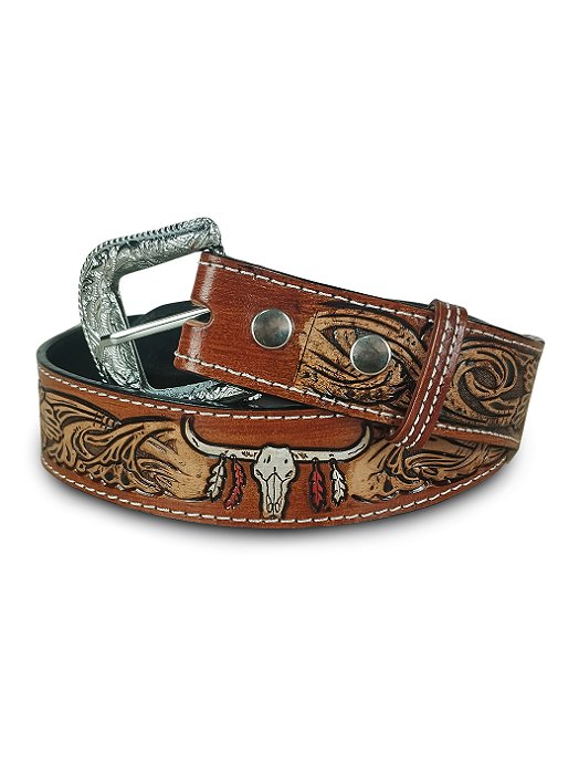 Cinto Country Rodeio Americado Preto Marrom Top Long Horn