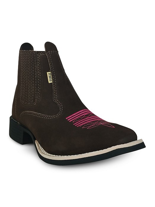 Botina Feminina Country Cano Curto Couro Trabalho Rodeio Top