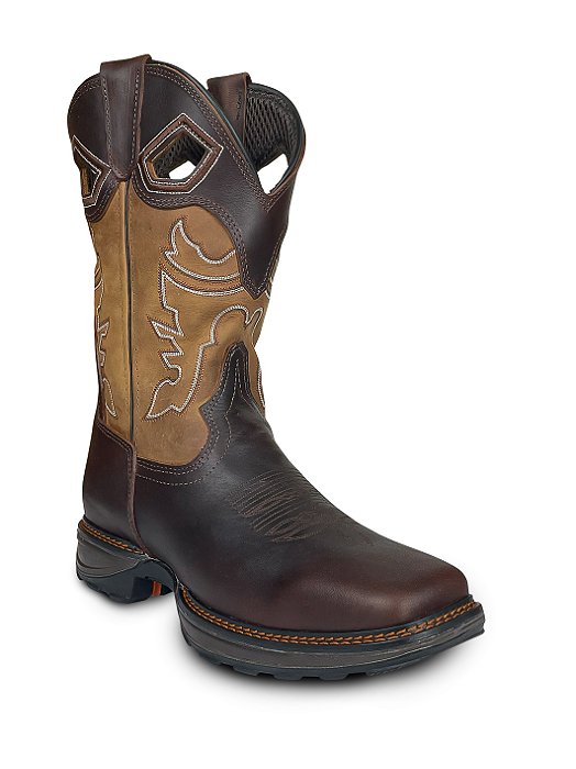 Bota Texana Masculina Cano Alto Couro Rodeio Cowboy Agro Tx