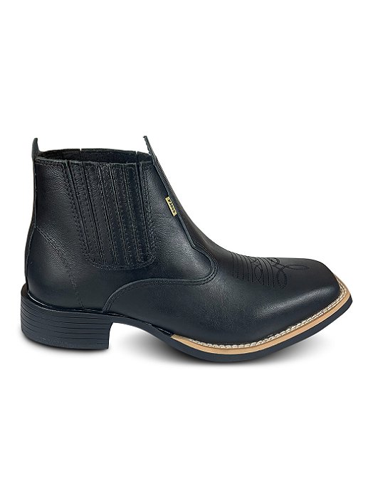 Botina Country Masculina Couro Trabalho Cano Baixo Confort