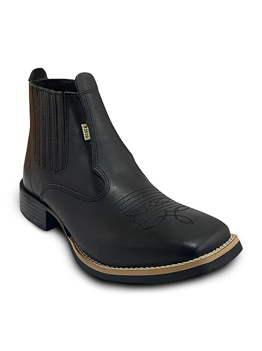 Botina Country Masculina Couro Trabalho Cano Baixo Confort