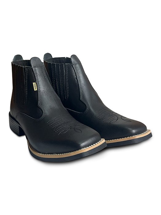 Botina Country Masculina Couro Trabalho Cano Baixo Confort
