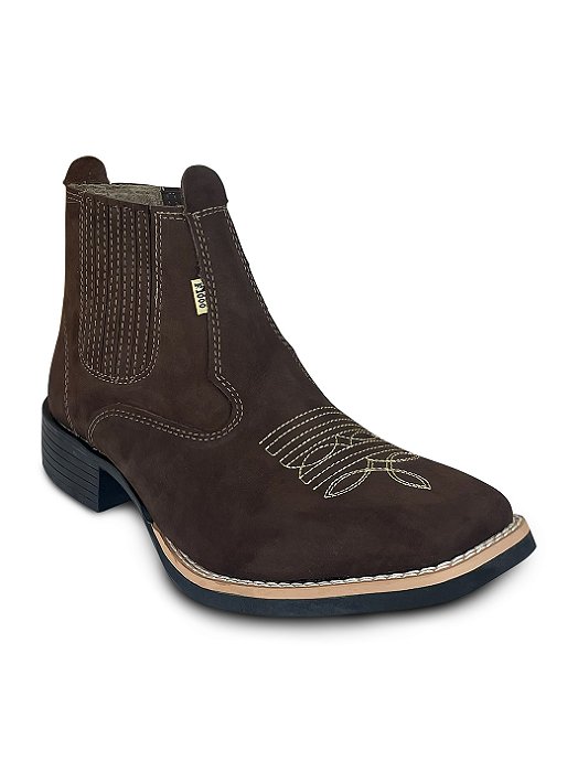 Botina Masculina Para Trabalho De Couro Bico Quadrado F1000