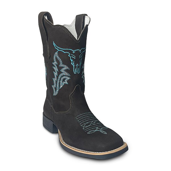 Bota Feminina Texana Bico Quadrado Couro Legítimo Rodeio