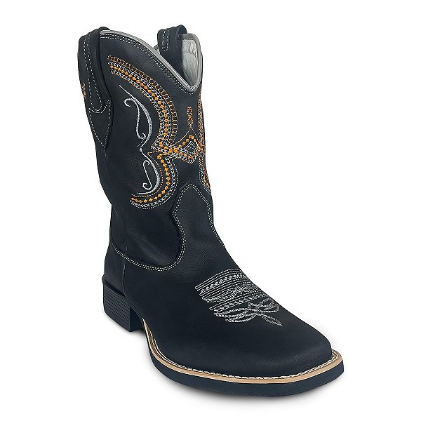 Bota Masculina Texana Couro Legítimo Country Bico Quadrado