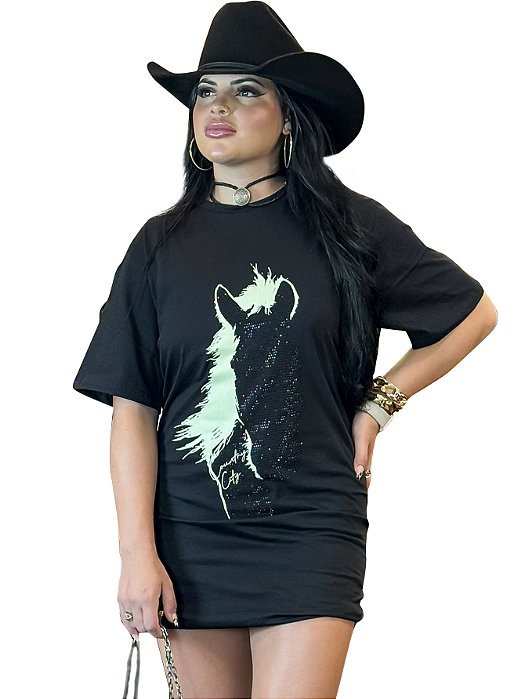 Camiseta Oversized Country Feminina Manga Curta Algodão Agro