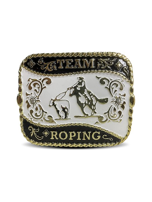 Fivela Country Team Roping Rodeio Três Tambores 10,5x8,5 Top