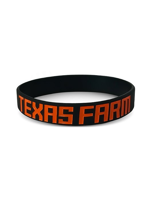 Pulseira Country Texas Farm Silicone Original Preto Laranja