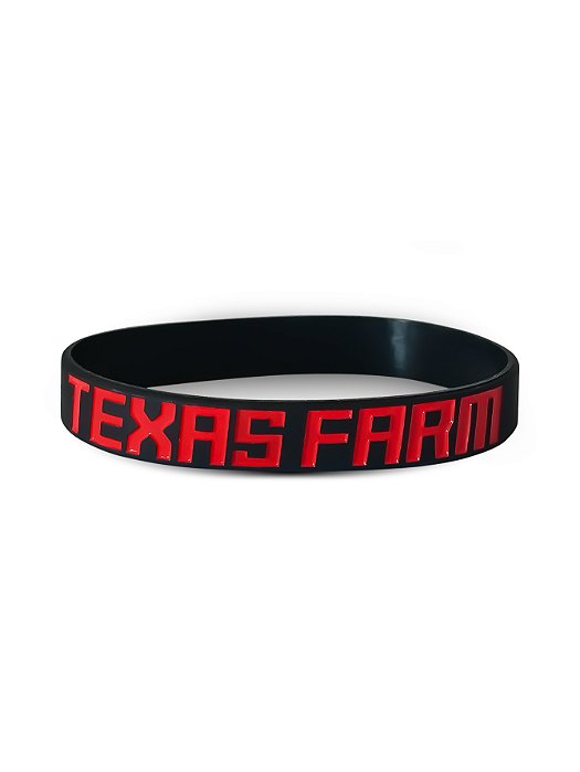 Pulseira Country Texas Farm Silicone Original Preto Vermelho