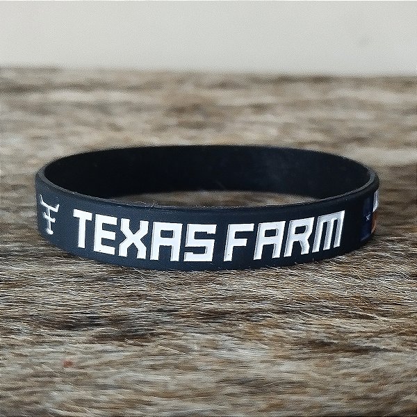 Pulseira Country Texas Farm Silicone Original Preto e Branco