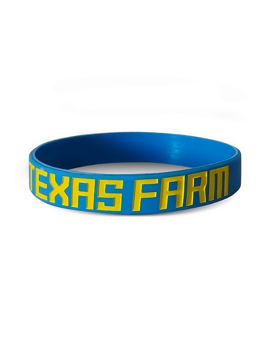 Pulseira Country Texas Farm Silicone Original Azul e Amarelo