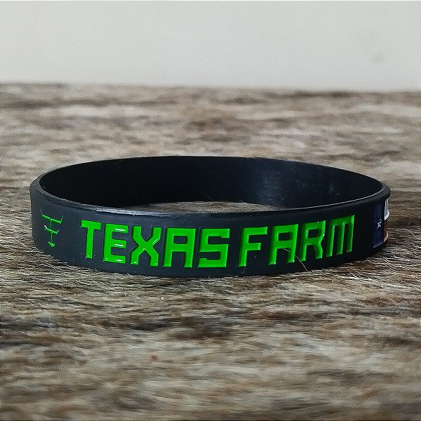 Pulseira Country Texas Farm Silicone Original Preto e Verde