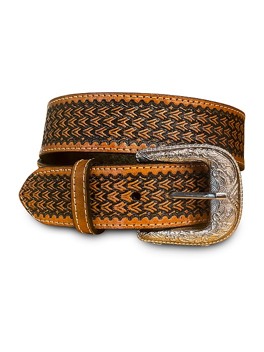 Cinto Country Cowboy Texano Marrom Claro Escuro Escamado Top