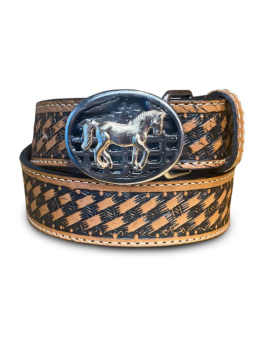 Cinto Country Infantil Pequeno Couro Cavalo Western Rodeio