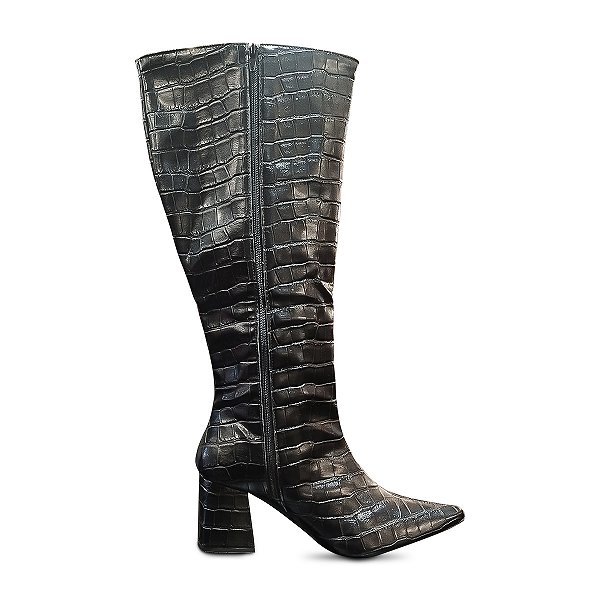 Bota Feminina Cano Longo Montaria Preta Bico Fino Original