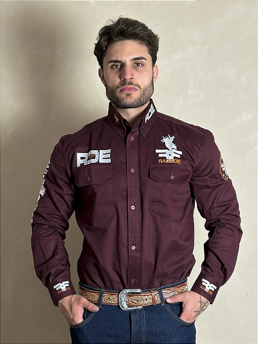 Camisa Masculina Radade Manga Longa Riders Bordada Algodão