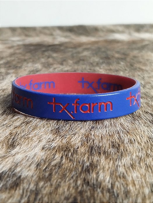 Pulseira Country Texas Farm Silicone Dupla Azul e Vermelho