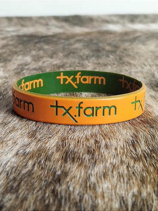 Pulseira Country Texas Farm Silicone Dupla Laranja e Verde