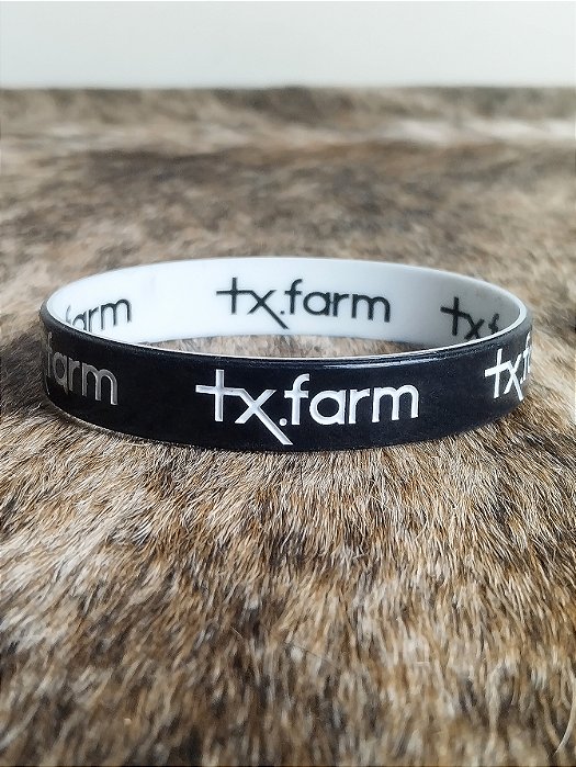 Pulseira Country Texas Farm Silicone Dupla Preto e Branco