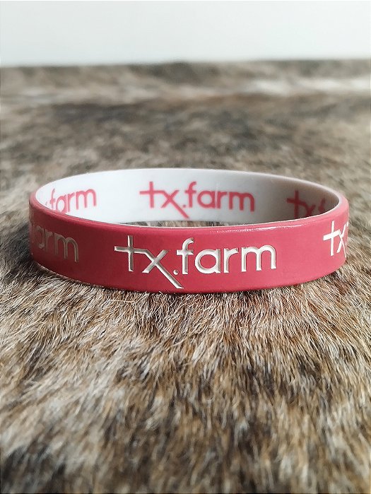 Pulseira Country Texas Farm Silicone Dupla Vermelho e Branco