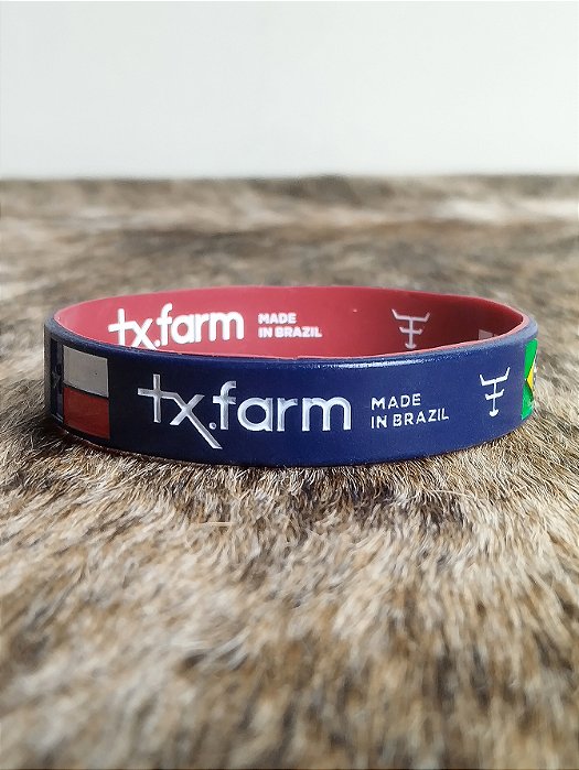 Pulseira Country Texas Farm Silicone Bandeira Azul Vermelha