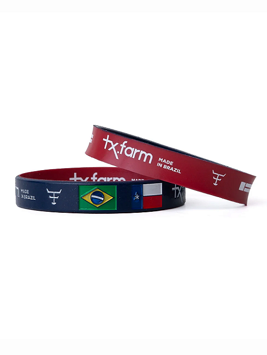 Pulseira Country Texas Farm Silicone Bandeira Azul Vermelha