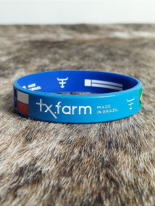 Pulseira Country Texas Farm Silicone Bandeira Azul Claro
