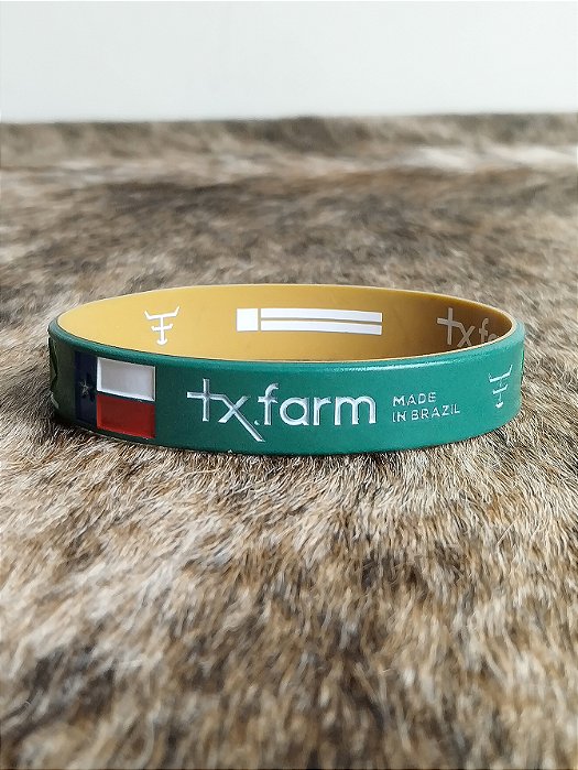 Pulseira Country Texas Farm Silicone Bandeira Verde Amarela
