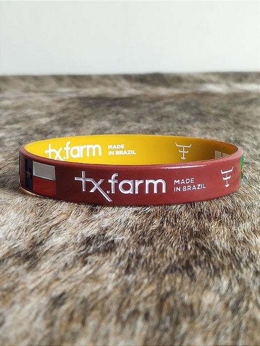 Pulseira Country Tx Farm Silicone Bandeira Vermelho Amarela