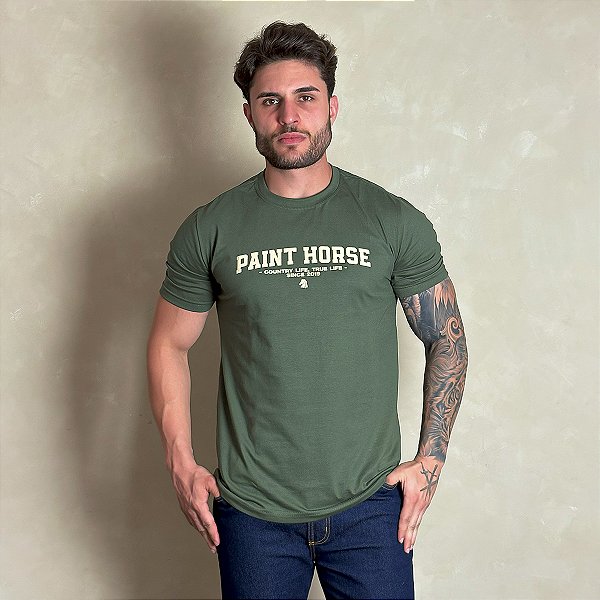 Camiseta Masculina Country Verde Original Agro Paint Horse