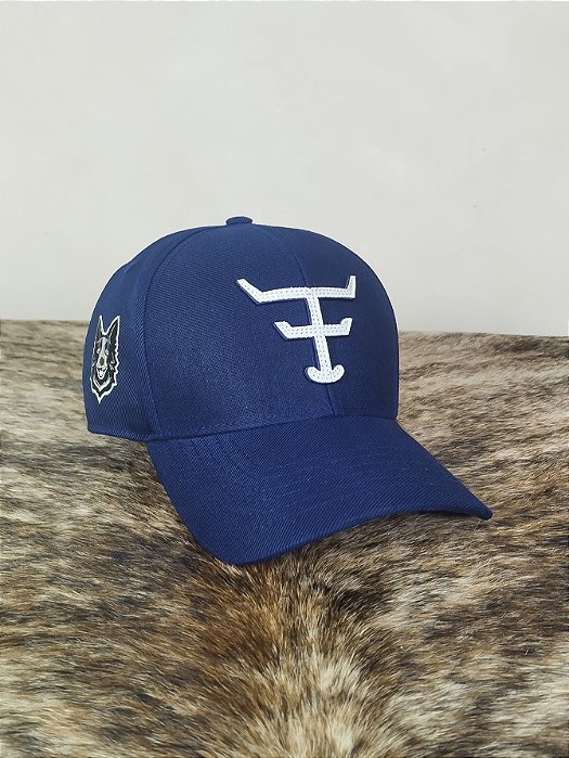Boné Country Texas Farm Original Aba Curva Azul e Branco