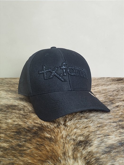 Boné Country Tx Farm Original Logo Escrito Preto