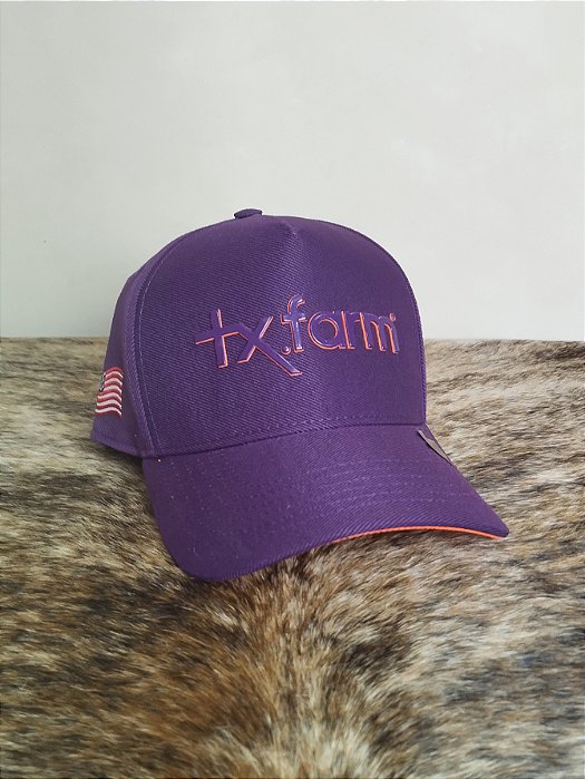 Boné Country Tx Farm Original Logo Escrito Roxo