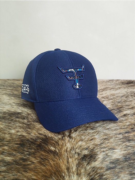 Boné Country Texas Farm Original Logo Camuflado Azul