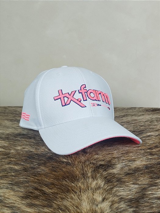 Boné Country Texas Farm Feminino Original Aba Curva Branco