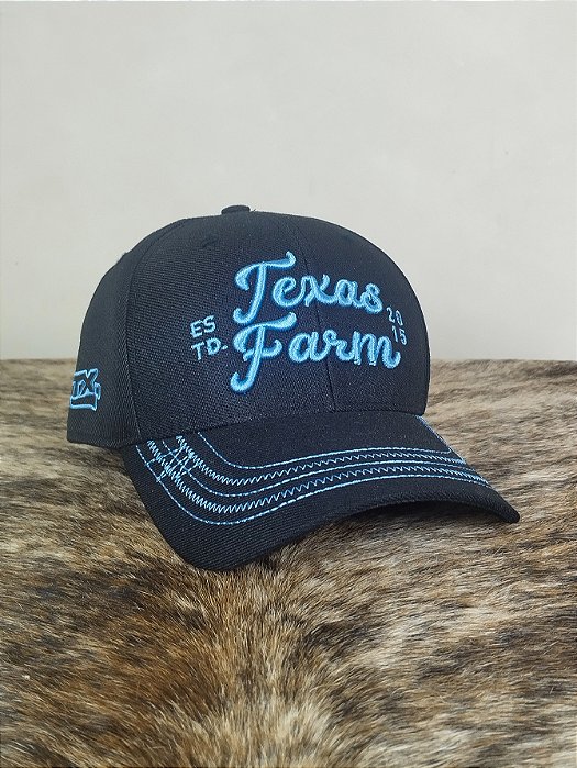 Boné Country Texas Farm Feminino Original Aba Curva Preto