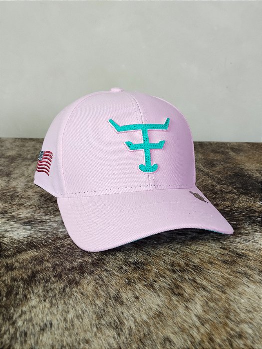 Boné Country Texas Farm Feminino Original Rosa Claro Logo