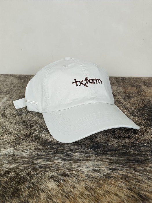 Boné Country Texas Farm Original Dad Hat Aba Curva Branco