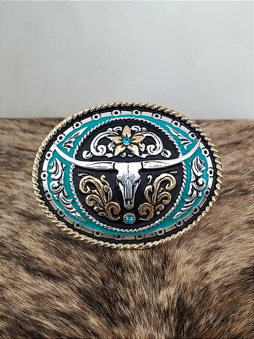 Fivela Ariat Country 11cm Western Premium Rodeio Azul Claro