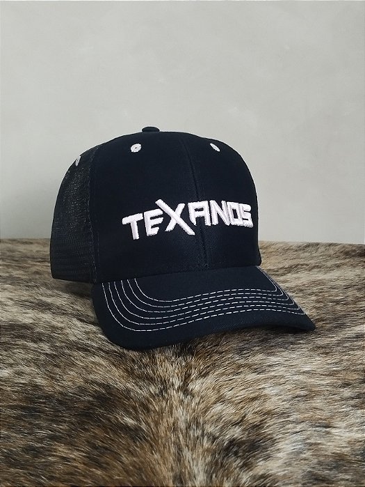 Boné Country Telinha Aba Curva Texanos Texas Agro Preto Rosa