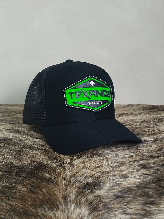 Boné Country Telinha Aba Curva Texanos Rodeio Tx Preto Verde