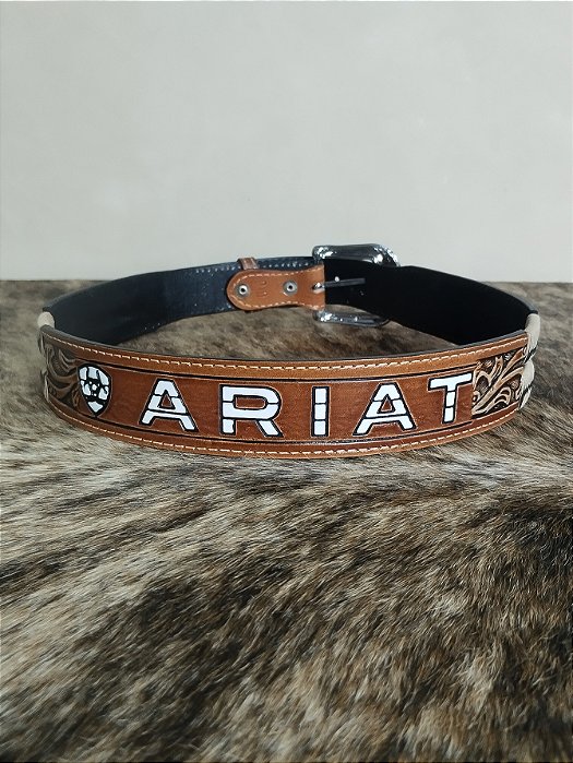 Cinto Country Ariat Marrom Couro Cowboy Texano Americano