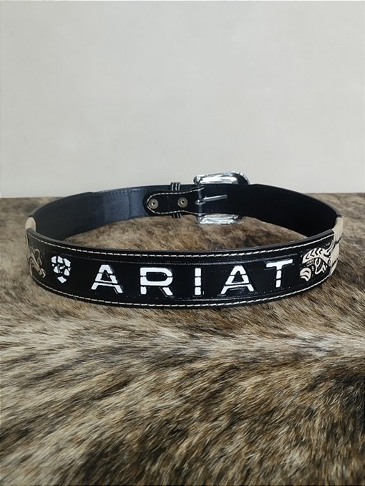 Cinto Country Ariat Preto Couro Cowboy Rodeio Americano Agro